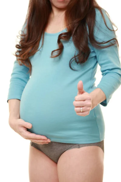 Pregnant Woman Thumbs Gesture — Stock Photo, Image