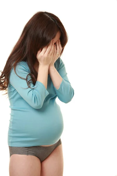 Sad Pregnant Woman Studio Shot — Stock Photo, Image