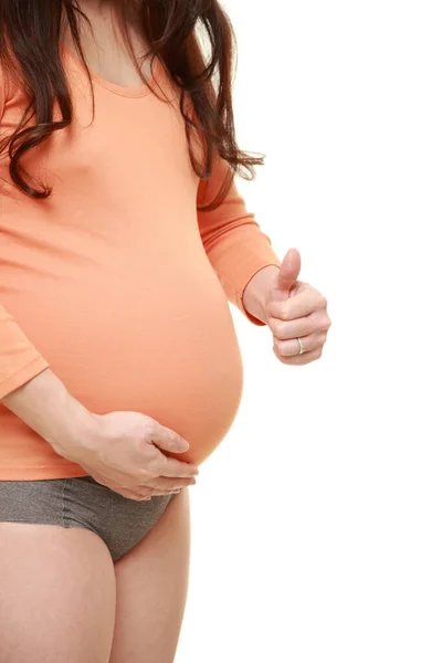 Pregnant Woman Thumbs Gesture — Stock Photo, Image