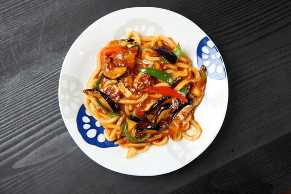 Mabo Eggplant Udon Noodle — Stock Photo, Image