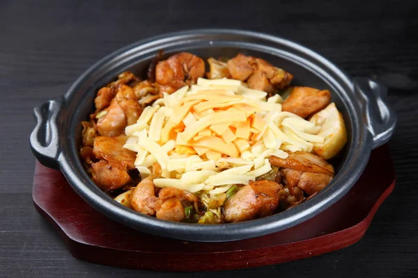 Pollo Parrilla Coreano Con Queso Dak Galbi —  Fotos de Stock