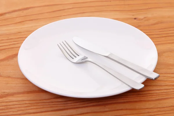 Knife Fork Meaning Finished — Stock Photo, Image