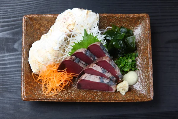 Ușor Prăjit Bonito Sashimi Plate — Fotografie, imagine de stoc