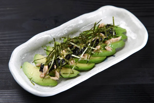 Avocado Tuna Salad White Radish Sprouts — Stock Photo, Image