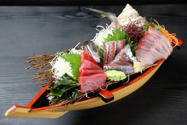 Lujoso Barco Combinado Sashimi Fresco — Foto de Stock