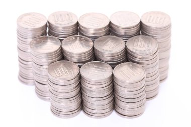 istiflenmiş Japon 100 yen sikkeleri