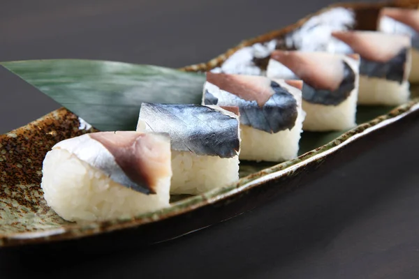 Vinegared Horse Mackerel Bar Shaped Sushi — Stock Photo, Image