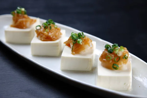 Mushrooms Tofu Choped Onion — Stock Photo, Image