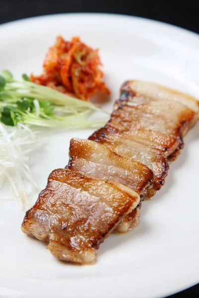 Saute Côtes Porc Finement Tranchée Avec Kimchi — Photo