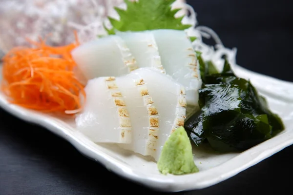 Leicht Gegrillter Tintenfisch Sashimi Teller — Stockfoto