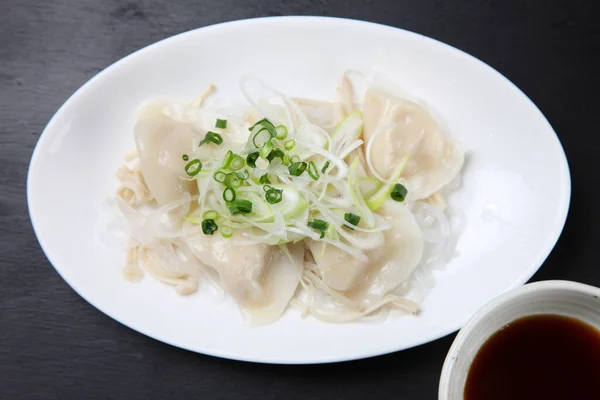 Boiled Meat Dumplings Chopped Green Onion — Stock Photo, Image