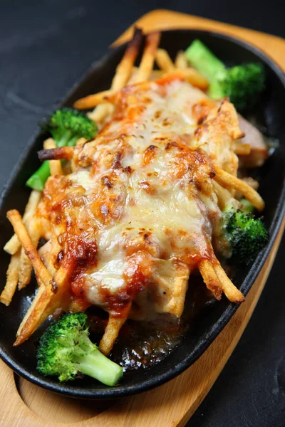 Cheese Grilled Chicken French Fries — Stock Photo, Image