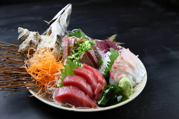 Three Types Fresh Sashimi Plate — Stock Photo, Image
