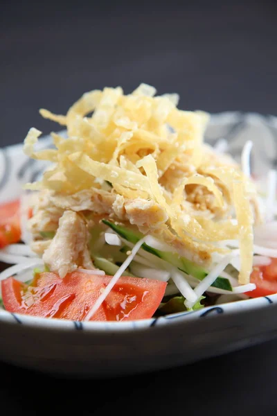 Chicken Radish Salad Dark Background — Stock Photo, Image