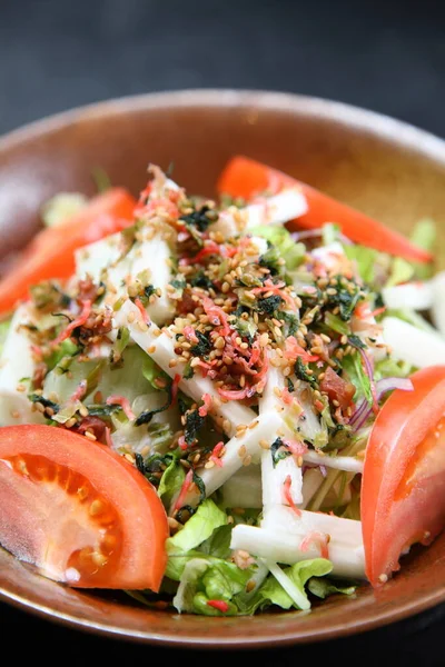 Japanese Yam Dried Young Sardines Salad — Stock Photo, Image