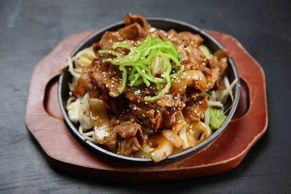 Korean Beef Barbecue Iron Plate — Stock Photo, Image