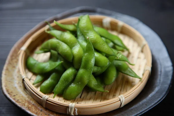 Japonský Styl Vařené Fazole Edamame — Stock fotografie