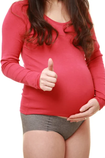 Pregnant Woman Thumbs Gesture — Stock Photo, Image