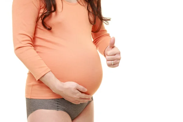 Zwangere Vrouw Met Duimen Omhoog Gebaar — Stockfoto