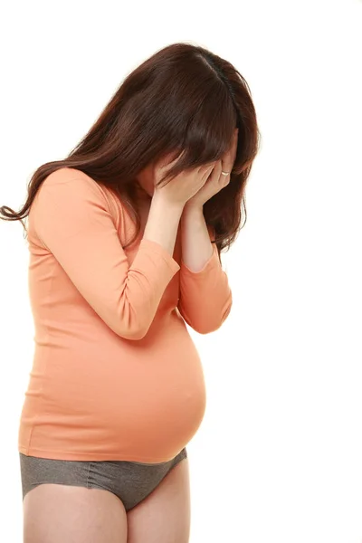 Sad Pregnant Woman Studio Shot — Stock Photo, Image