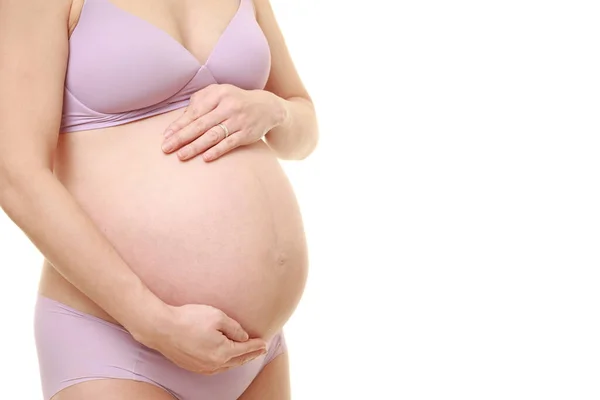 Donna Toccando Sua Pancia Incinta Crescita — Foto Stock