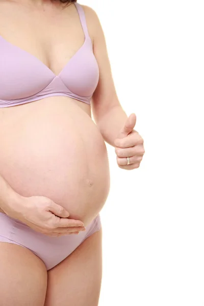 Mujer Embarazada Con Los Pulgares Hacia Arriba Gesto — Foto de Stock