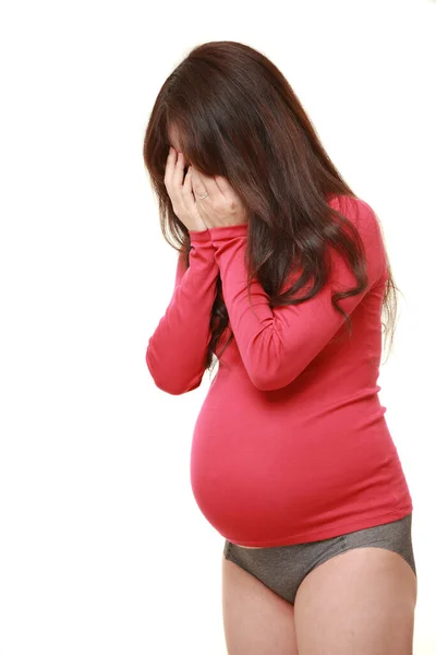 Sad Pregnant Woman Studio Shot — Stock Photo, Image