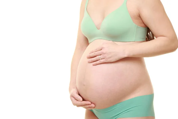 Donna Toccando Sua Pancia Incinta Crescita — Foto Stock