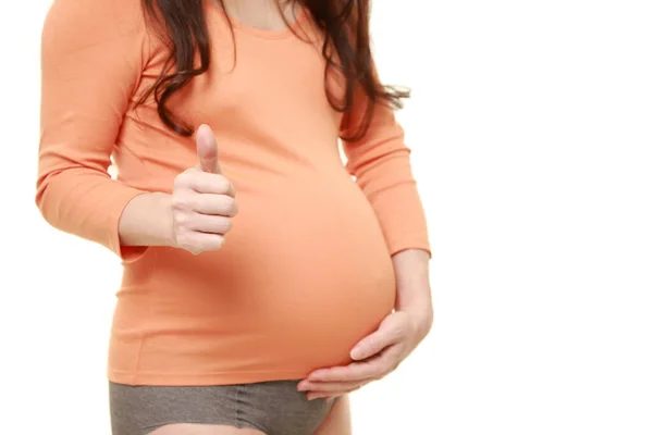 Zwangere Vrouw Met Duimen Omhoog Gebaar — Stockfoto