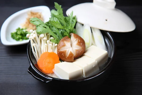 Tofu Avec Pot Chaud Aux Champignons — Photo