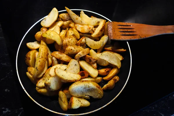 Baked Oil Potatoes Pan — Stock Photo, Image