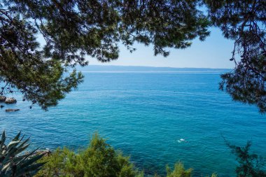 Hırvatistan mavi Adriyatik deniz, dağ duvar kağıdı görünümü