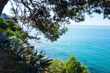 Hırvatistan mavi Adriyatik deniz, dağ duvar kağıdı görünümü