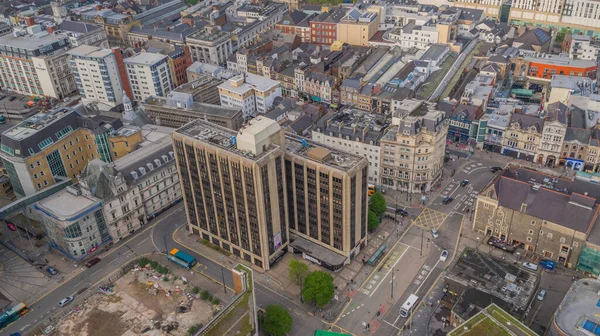 Cardiff 'in hava manzarası, Galler şehir merkezi.