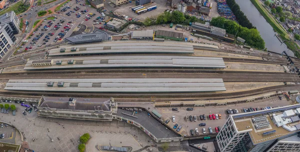 Cardiff 'in hava manzarası, Galler şehir merkezi.