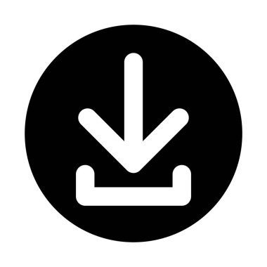 Beyaz bir arka plan üzerinde izole siyah düğme üzerindeki beyaz indir simgesi