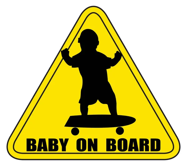 Baby Palubě Silueta Znamení Skateboardingu — Stockový vektor