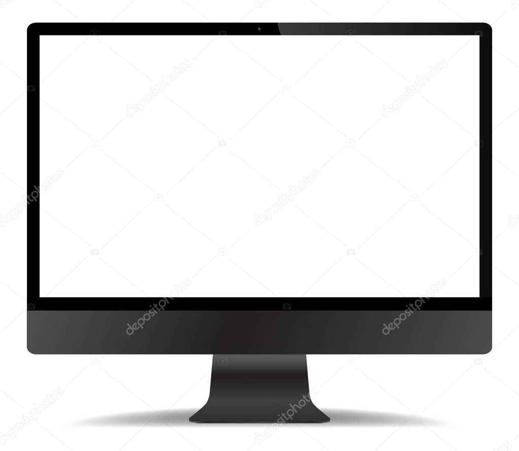 A blank computer screen isolated on a white background