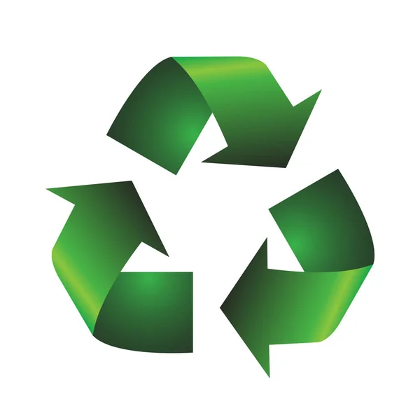 Een Groene Getextureerde Recycle Symbool Geïsoleerd Een Witte Achtergrond — Stockvector