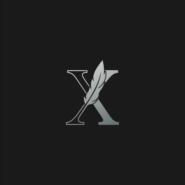 Initiële Letter Logo Icoon Luxe Veer Monochroom Design Concept Luxe — Stockvector
