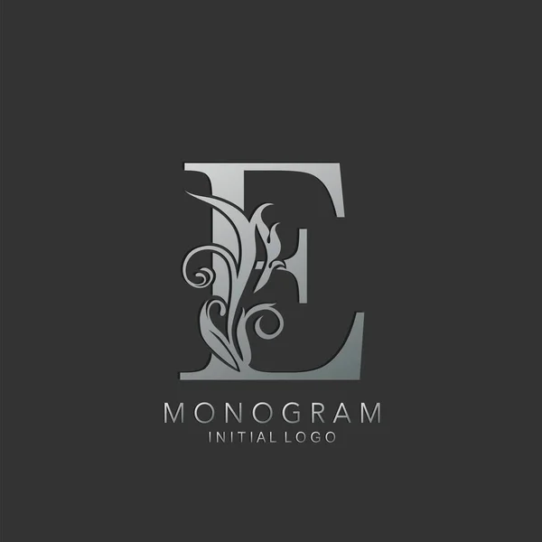 Monogram Luxury Letterのロゴアイコンベクトルデザインコンセプトとネイチャーリーフシルバー — ストックベクタ