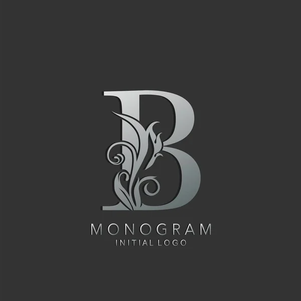 Monogramme Luxe Lettre Logo Icône Vectoriel Concept Conception Avec Feuille — Image vectorielle