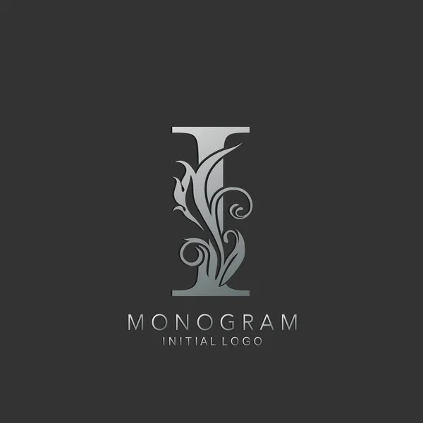 Monogram Luxusní Letter Logo Vektor Design Koncepce Přírodním Listem Stříbrná — Stockový vektor