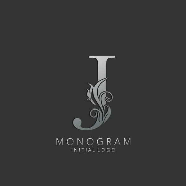 Monogram Luxury Letterのロゴアイコンベクトルデザインコンセプトとネイチャーリーフシルバー — ストックベクタ