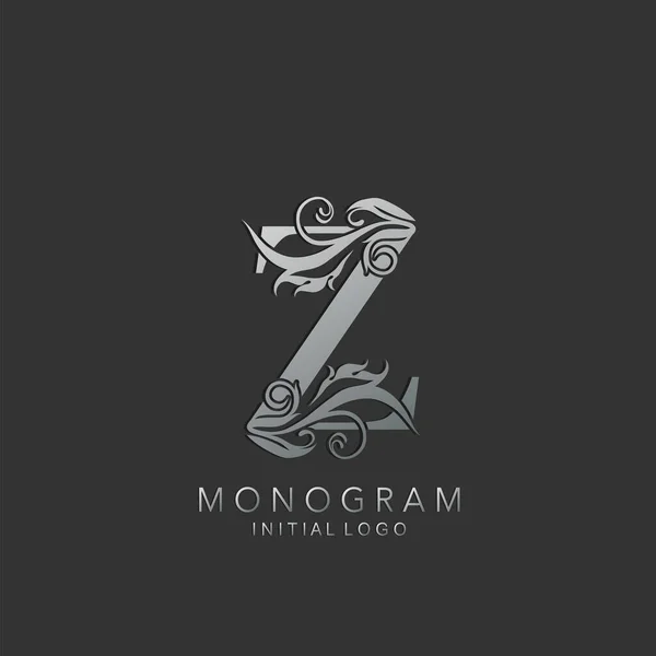 Monogramme Luxe Lettre Logo Icône Vectoriel Concept Conception Avec Feuille — Image vectorielle
