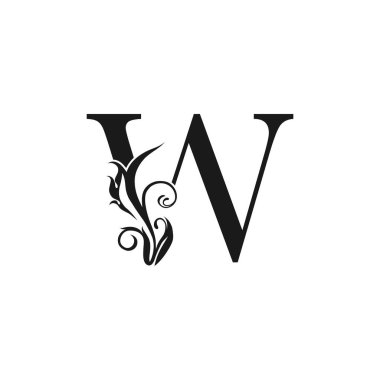 Lüks Harf W logosu simgesi. Lüks tasarım konsepti çiçek yaprakları. Lüks iş için veya daha fazla şirket kimliği için monogram rengi olan W harfi logo ikonu..