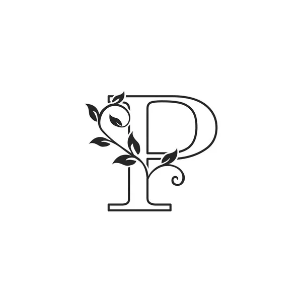 P自然花初期文字のロゴアイコン 豪華なビジネスアイデンティティのための手紙のロゴアイコンとモノグラム高級花の葉 — ストックベクタ