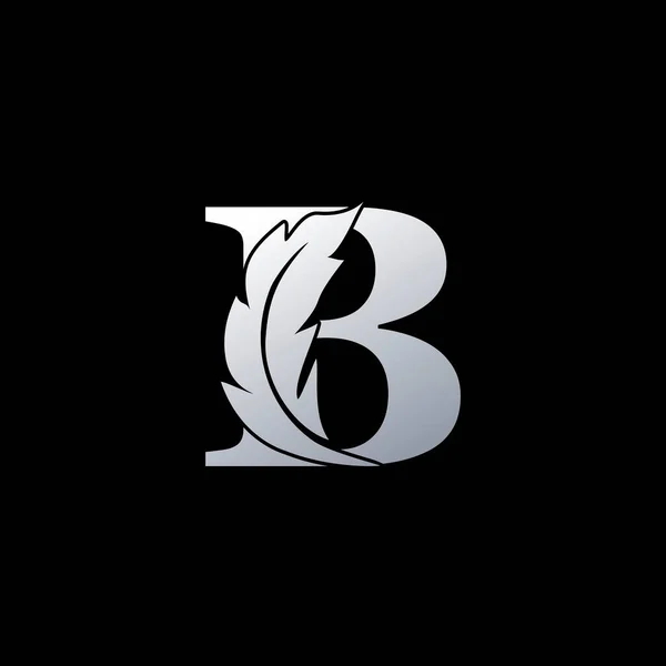 Letra Inicial Logo Con Pluma Concepto Diseño Moda Elemento Pluma — Vector de stock