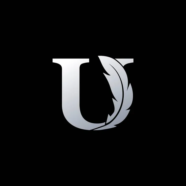 Letra Inicial Logotipo Con Pluma Concepto Diseño Moda Elemento Pluma — Archivo Imágenes Vectoriales