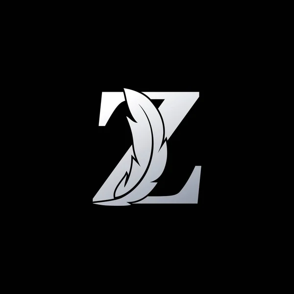Logotipo Inicial Letra Com Pena Design Moderno Conceito Elemento Penas — Vetor de Stock